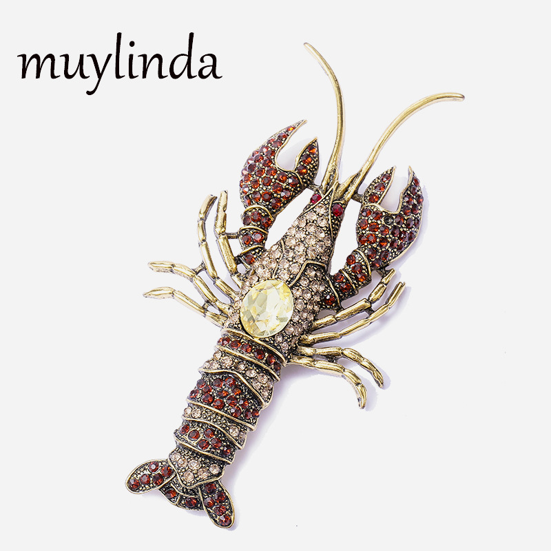 Fashion Exaggerated Retro Animal Brooch European and American Personality Crayfish Pin Pest Men's and Women's Coat Accessories