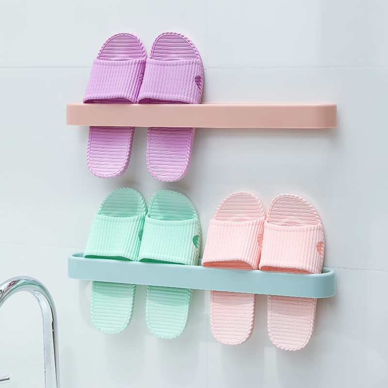 Bathroom Slipper Rack Wall-Mounted Punch-Free Wall-Mounted Bathroom Slipper Shoe Rack Hanging Dormitory Storage Dry and Wet Separation