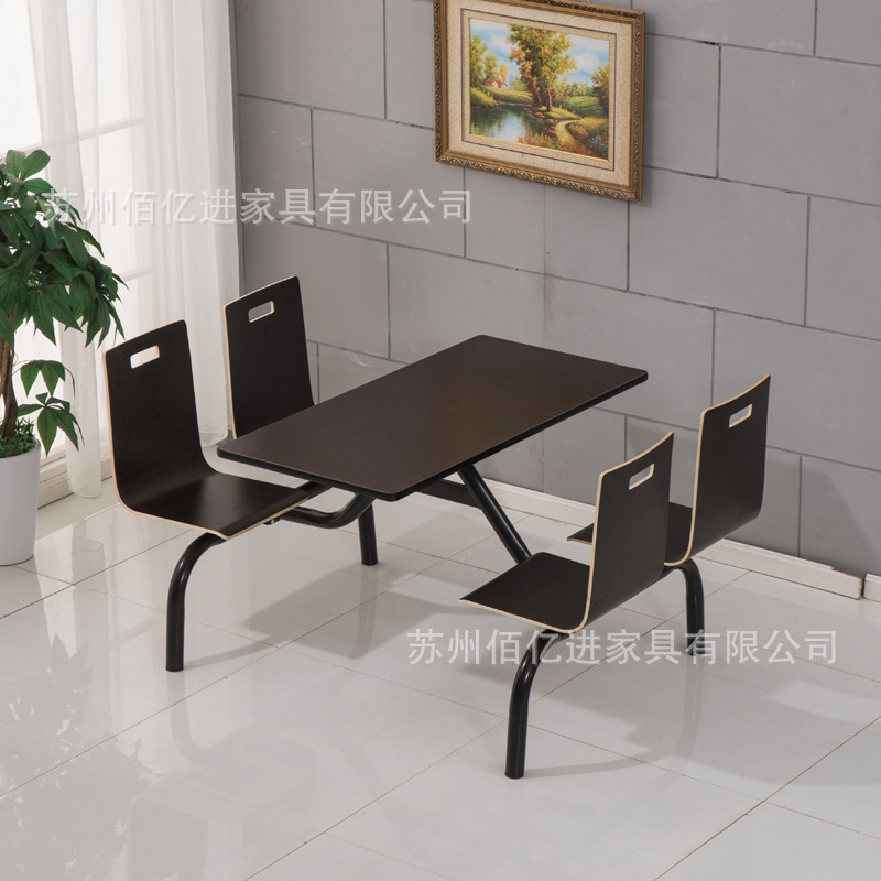 厂家不锈钢4人肯德基餐桌椅 批发餐厅小吃四人组合连体食堂餐桌椅