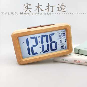 [Solid wood] 1902 Amazon hot selling products electronic clock wooden alarm clock solid wood making smart clock