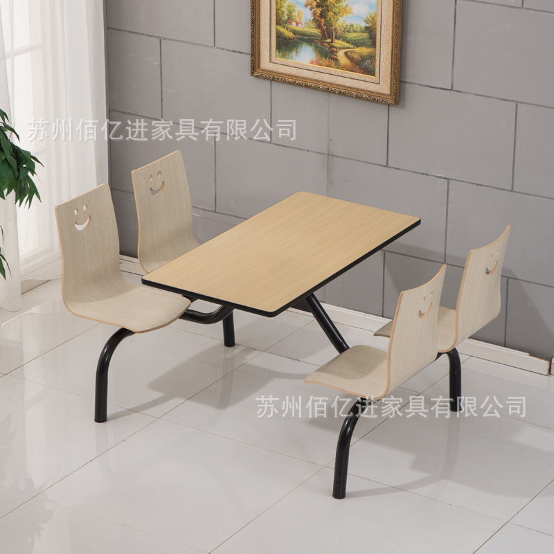 厂家不锈钢4人肯德基餐桌椅 批发餐厅小吃四人组合连体食堂餐桌椅