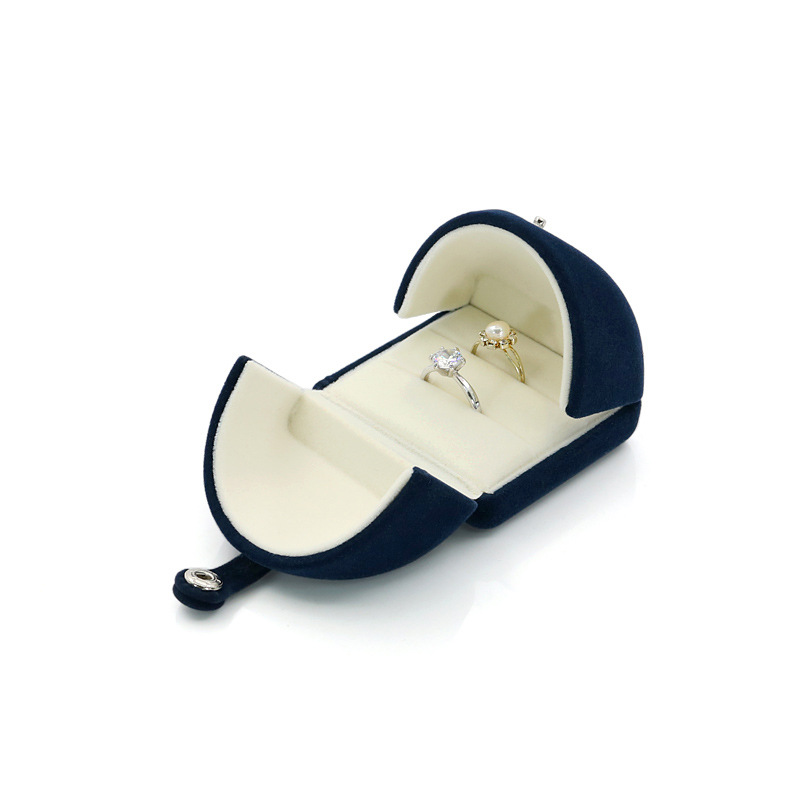 Double-open dark blue flannel creative proposal ring box diamond ring box wedding ring box pendant bracelet necklace bracelet box