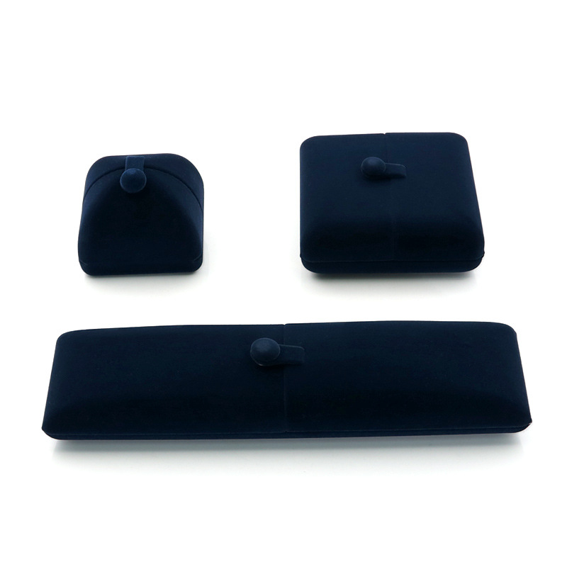 Double-open dark blue flannel creative proposal ring box diamond ring box wedding ring box pendant bracelet necklace bracelet box