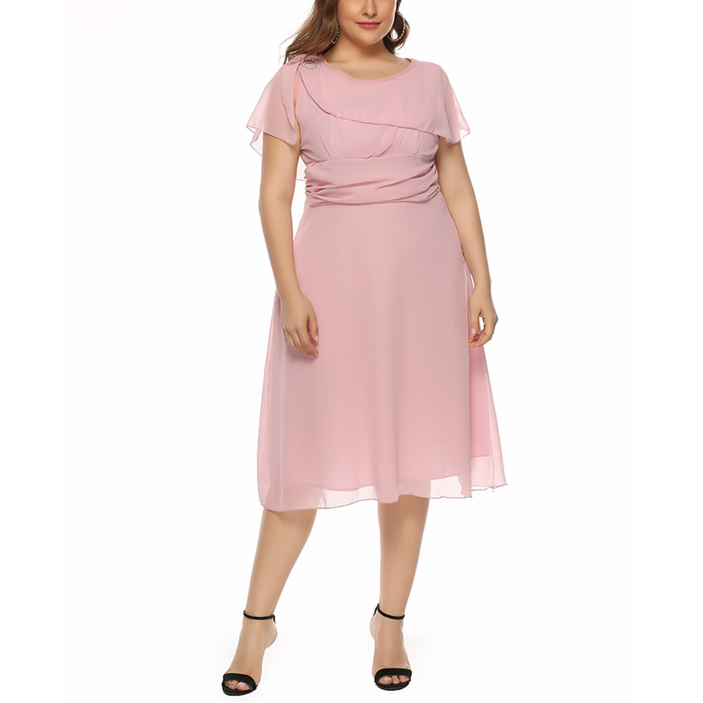 Plus Size Chiffon A Line Dress Elegant Mid Length Flattering Fit Perfect for Casual or Formal Occasions Wholesale