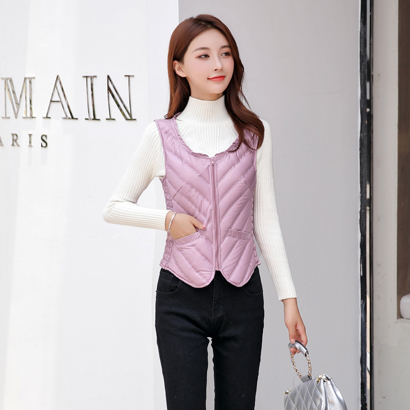 2025 Autumn and Winter New Women's Vest Lightweight Slim down Vest Women's Korean Style Inner Vest Seamless down Liner