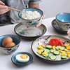 Yuquan Ceramic Creative Bowl and Dish Set Blue Flower Language Hand-Painted Noodle Bowl with Holes Ceramic Tableware Bowls and Plates Rice Bowl Tableware