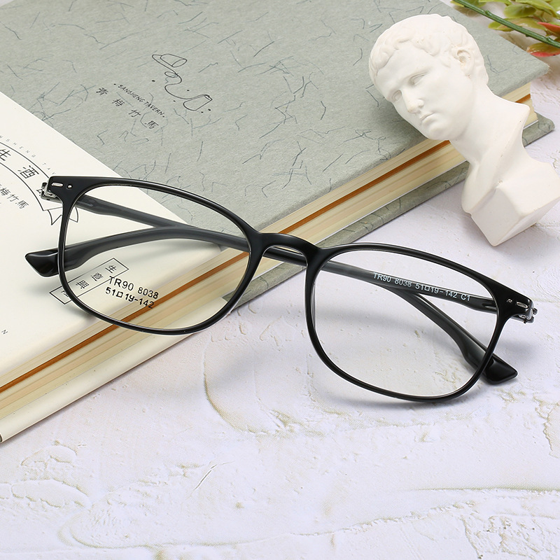 With degree myopia glasses finished 50-600 degree tr90 myopia frame retro transparent glasses frame
