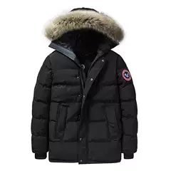 Men's Youth Winter fashion coat casual warm plus size hooded cotton-padded coat cross-border European and American goose Amazon