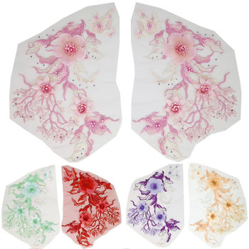 Mesh three-dimensional flower hot drilling nail bead embroidery lace accessories wedding dress clothing embroidery decoration flower