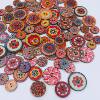 15/20/25mm Retro Disc Wood Buttons Painted Printed Two-Eye Wooden Buttons DIY Handicraft Accessories