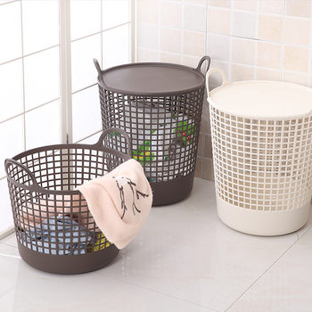 Manufacturer's Ready-Made Plastic Storage Basket Japanese-Style Laundry Basket Large Dirty Clothes Basket with Lid Portable Hollow Storage Basket