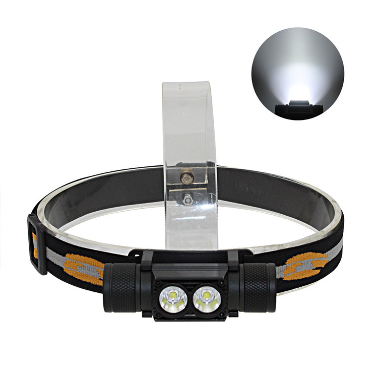 USB rechargeable strong light double lamp XML2 headlamp 18650 battery flashlight