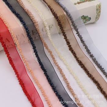 1.5cm wide cross-border in stock mesh rice beads lace woven bead rope handmade DIY clothing car side accessories wholesale