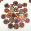 15/20/25mm Retro Disc Wood Buttons Painted Printed Two-Eye Wooden Buttons DIY Handicraft Accessories