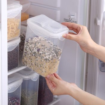 Grain storage box storage jar food storage box rectangular refrigerator crisper flip plastic sealed jar