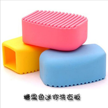 Candy Color Hand-grip Thickened Silicone Laundry Brush Portable Mini Laundry Board Washboard Cleaning Brush Wholesale