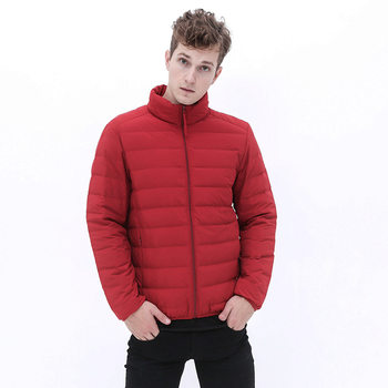 Cross-Border 2025 Autumn and Winter New Seamless Lightweight down Jacket Men's 90% White Duck down Double Layer Seam-Free Stand Collar Plus Size