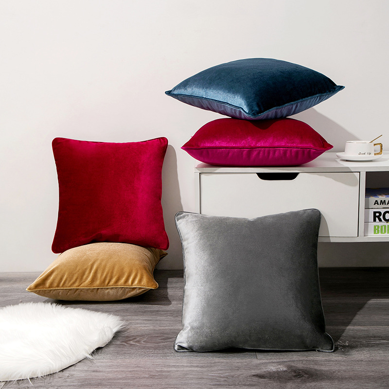 Simple Thickened Solid Color Non-Velvet Pillowcase Scandinavian Colorful Candy Sofa Cushion