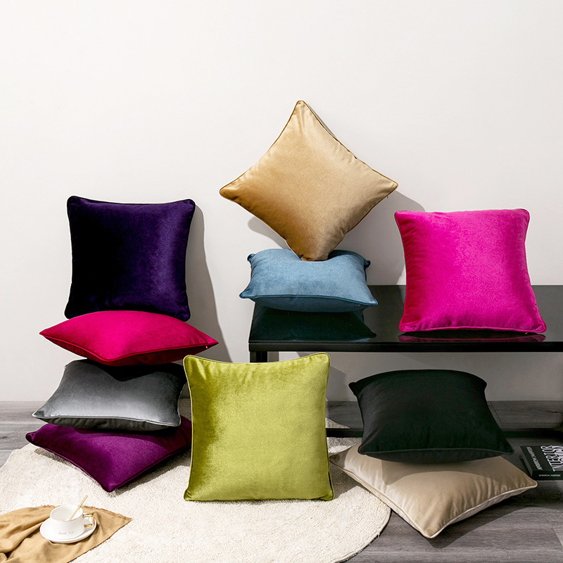 Simple Thickened Solid Color Non-Velvet Pillowcase Scandinavian Colorful Candy Sofa Cushion