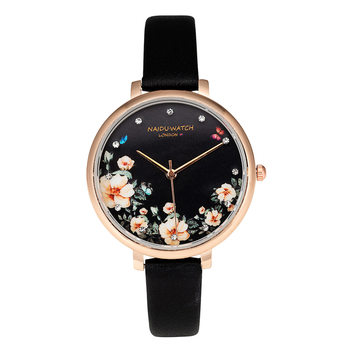 Pu Leather Women's Watch Creative Retro Floral Large Dial Quartz Women's Student Watch Dropshipping Watch