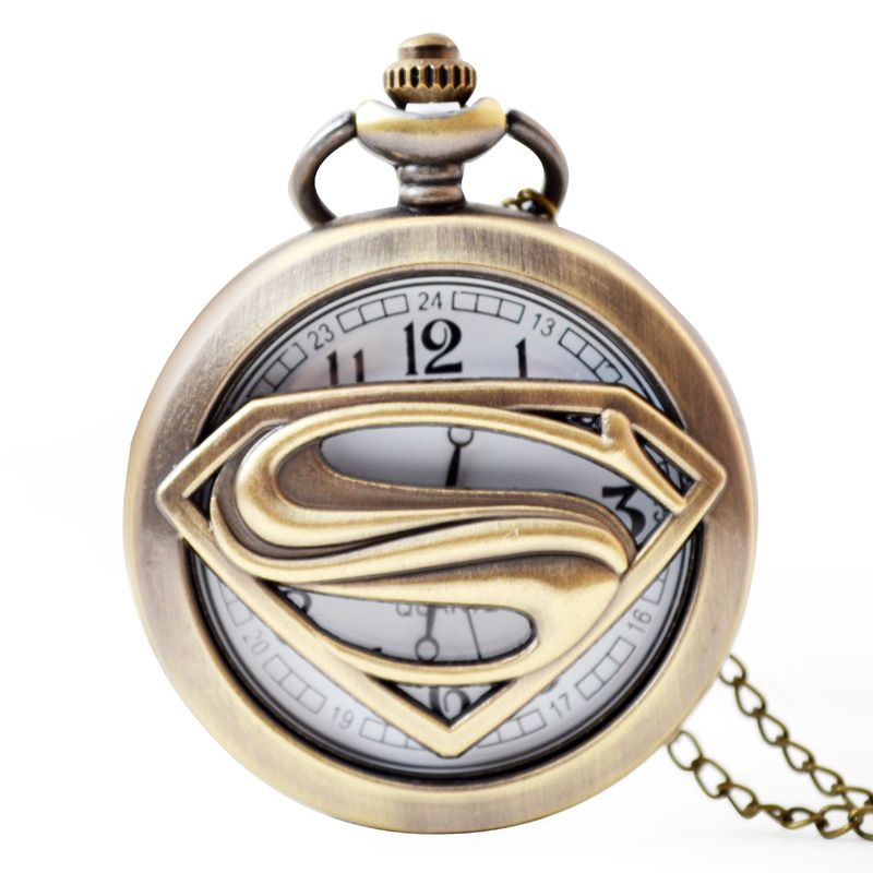 夏季动漫卡通怀表复仇者联盟石英表儿童项链怀表复古翻盖怀表批发