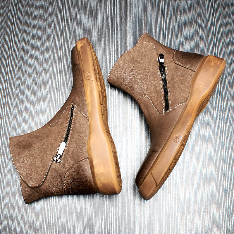 Men’s Genuine Leather British-Style High-Top Retro Boots