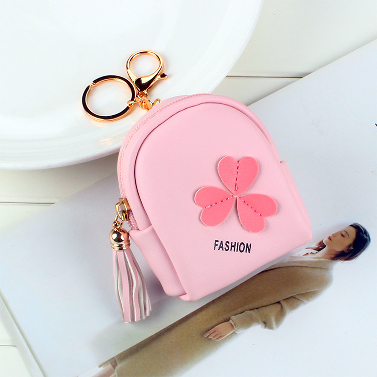 Small Schoolbag Wallet Mini Coin Purse Women's Cute Love Small Square Bag Korean Student Hand Coin Bag Leather