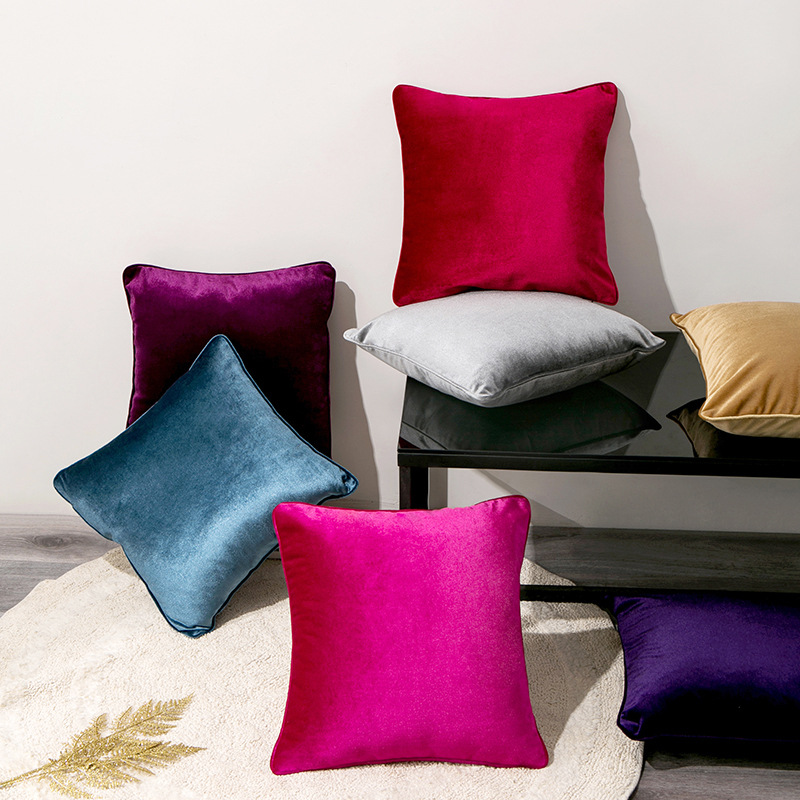 Simple Thickened Solid Color Non-Velvet Pillowcase Scandinavian Colorful Candy Sofa Cushion