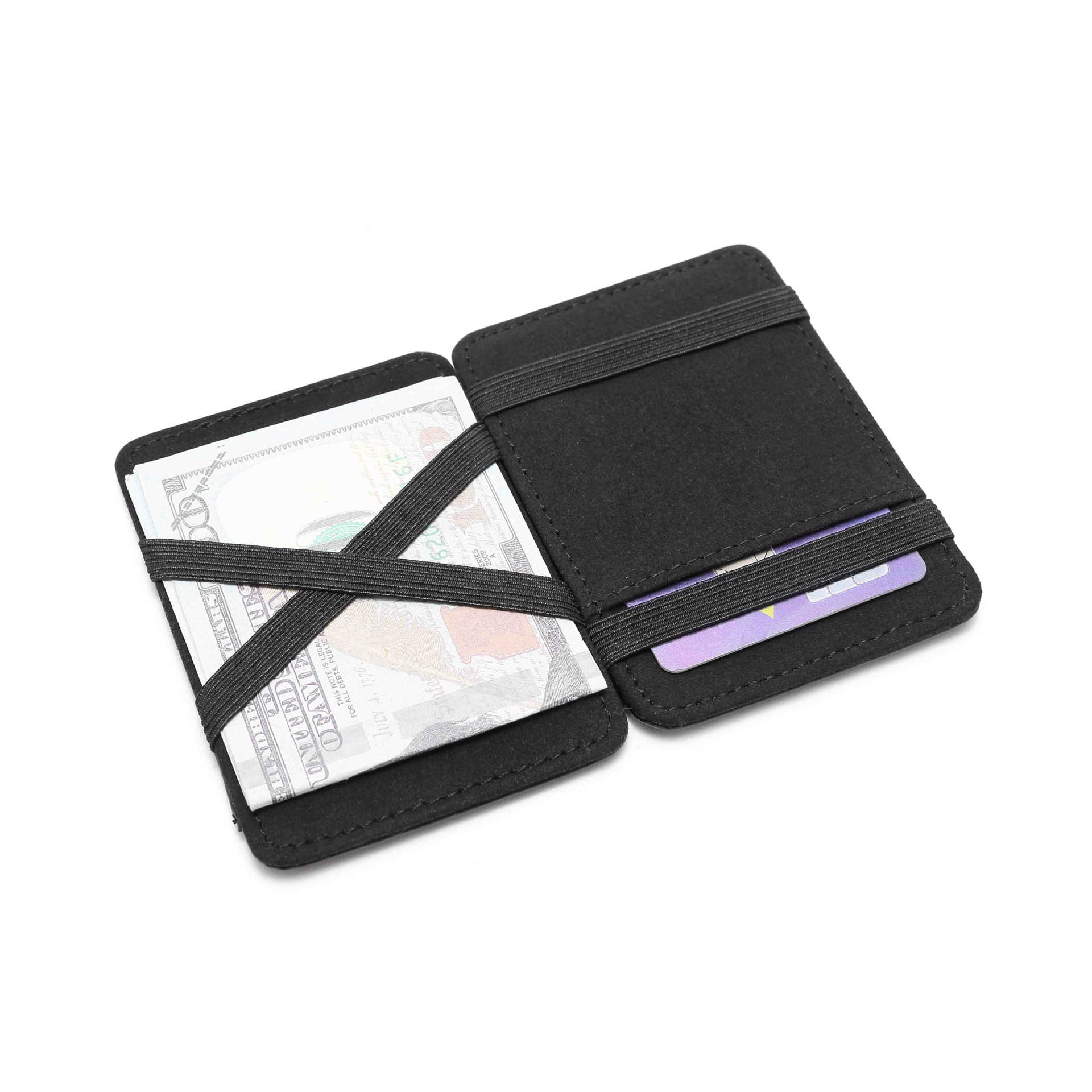 In-Stock New Korean Style Unisex Card Holder Card Case Solid Color Pu Leather Magic Wallet Bank Card Embossed Design