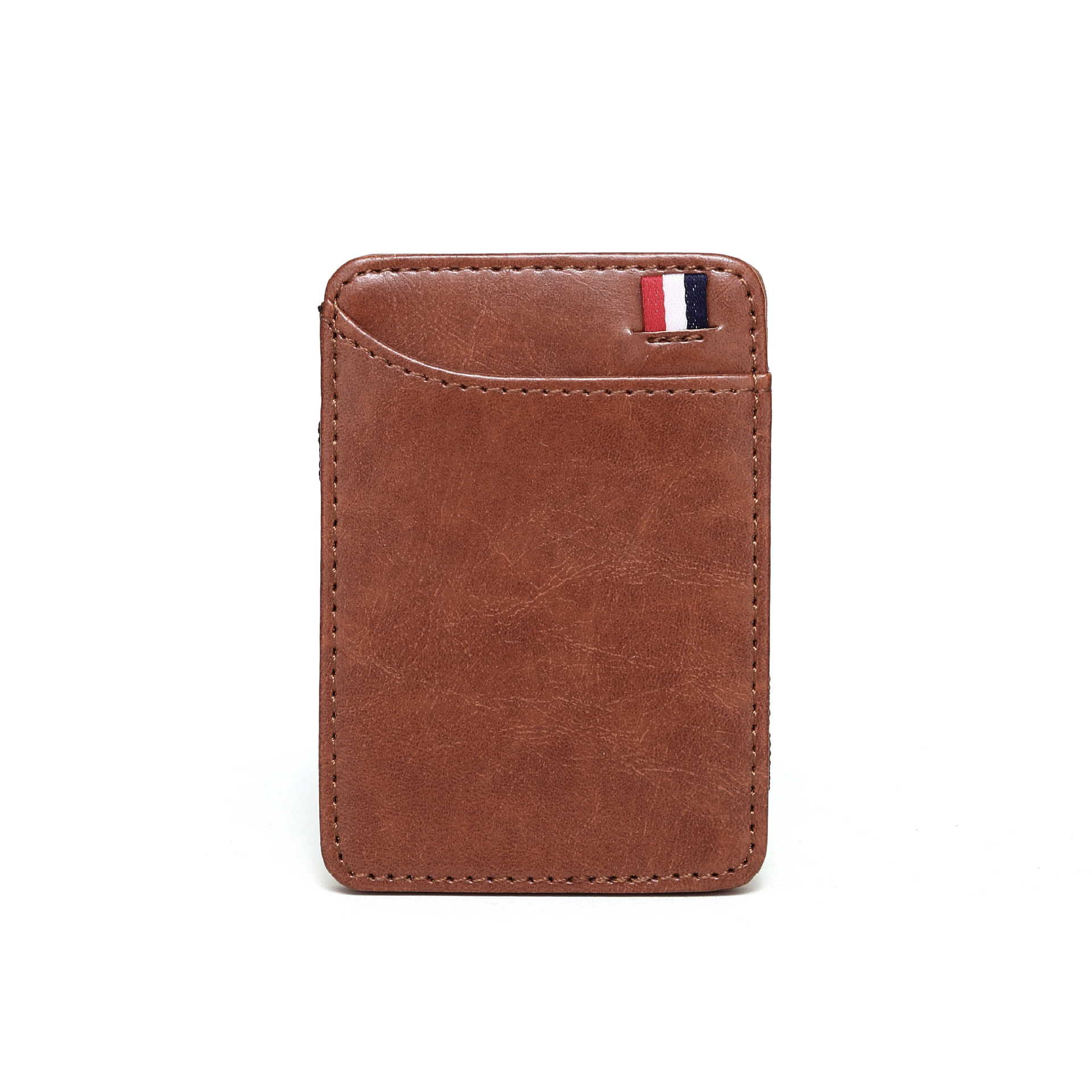 In-Stock New Korean Style Unisex Card Holder Card Case Solid Color Pu Leather Magic Wallet Bank Card Embossed Design