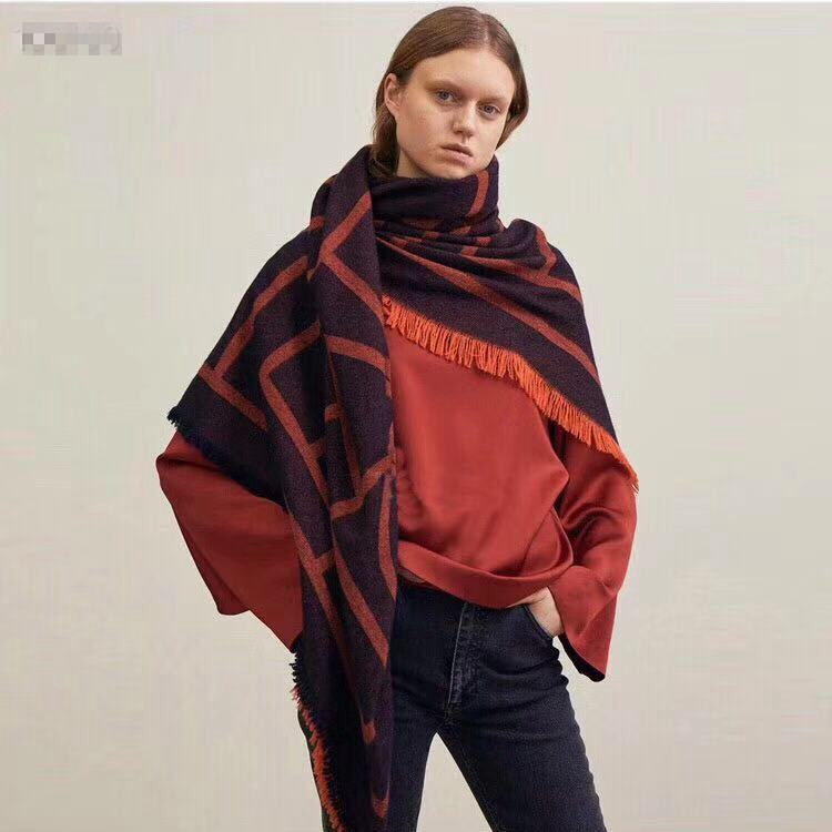 Knitted Woven Autumn and Winter Light Luxury Tassel Geometric Scarf Cashmere Plaid Shawl Scarf Jacquard Shawl Blanket X20