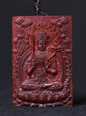 印度小叶紫檀雕刻十二生肖平安无事牌吊坠 12生肖461守护神牌