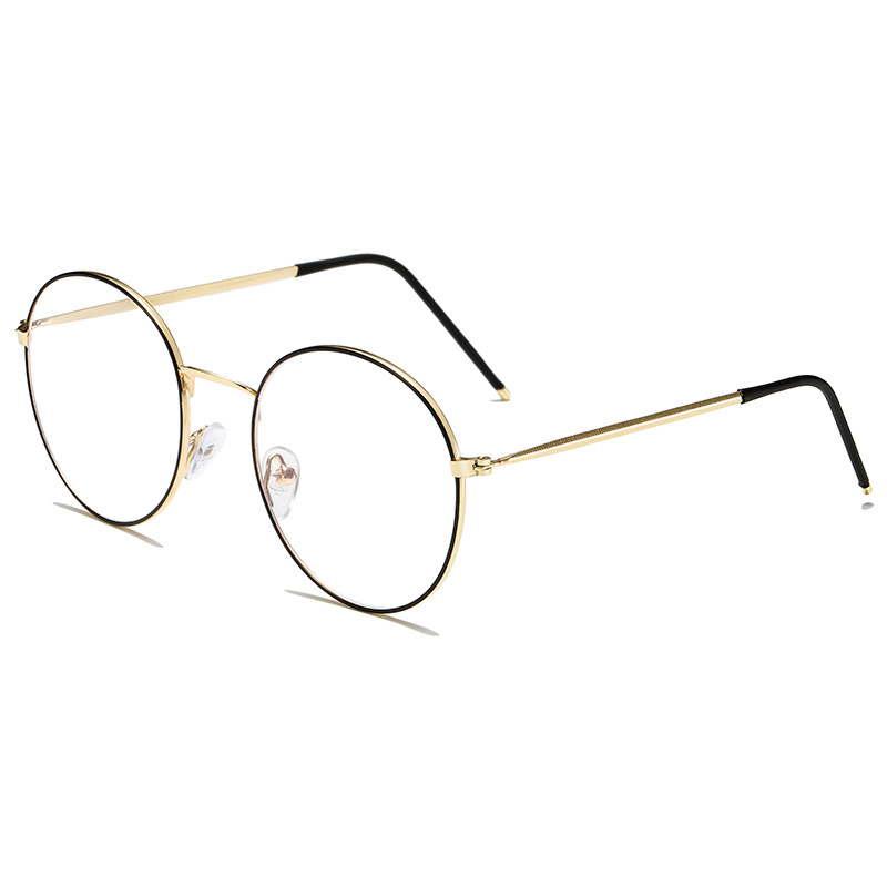 New Retro Korean Style Round Glasses Frame 9688 Metal Anti-Blue Light Flat Glasses Trendy Myopia Glasses Frame
