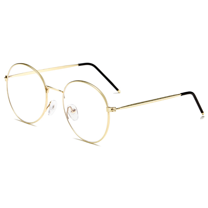 New Retro Korean Style Round Glasses Frame 9688 Metal Anti-Blue Light Flat Glasses Trendy Myopia Glasses Frame
