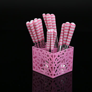 Wholesale 24pc Stainless Steel Tableware Household Candy Handle Fork Spoon Wedding Gift Outdoor Portable Tableware Set