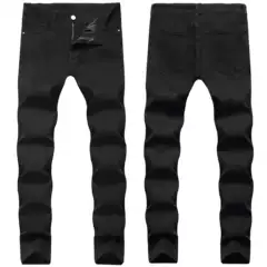 2025 New Cross-Border Foreign Trade Exclusive Black Jeans Men's Micro-Elastic Small Feet Slim Fit Manufacturer Wholesale Casual and Versatile