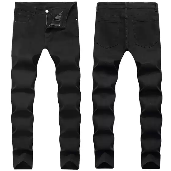 2025 New Cross-Border Foreign Trade Exclusive Black Jeans Men's Micro-Elastic Small Feet Slim Fit Manufacturer Wholesale Casual and Versatile