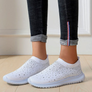 Amazon Large Size Explosions Flying Weaving Shallow Mouth Joker Rhinestone Flat Women's Sports Shoes Generation Mixed Batch Fore