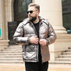 Winter Men's Large Size Vertical Collar Thickened Short Shiny Down Jacket Special Body Fatty Plus Large Size Original Single Foreign Trade