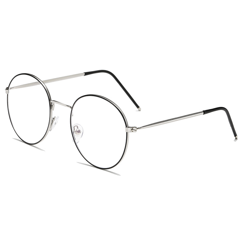 New Retro Korean Style Round Glasses Frame 9688 Metal Anti-Blue Light Flat Glasses Trendy Myopia Glasses Frame