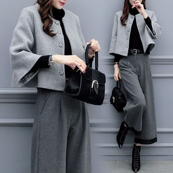 Temperament Socialite 2025 New Autumn and Winter Two-Piece Woolen Long-Sleeved Outwear Internet Celebrity Fashion Suit for Women to Look Slim and Trendy