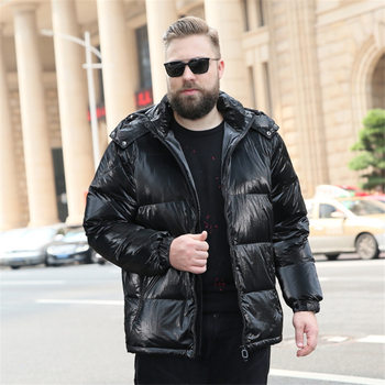 Winter Men's Large Size Vertical Collar Thickened Short Shiny Down Jacket Special Body Fatty Plus Large Size Original Single Foreign Trade