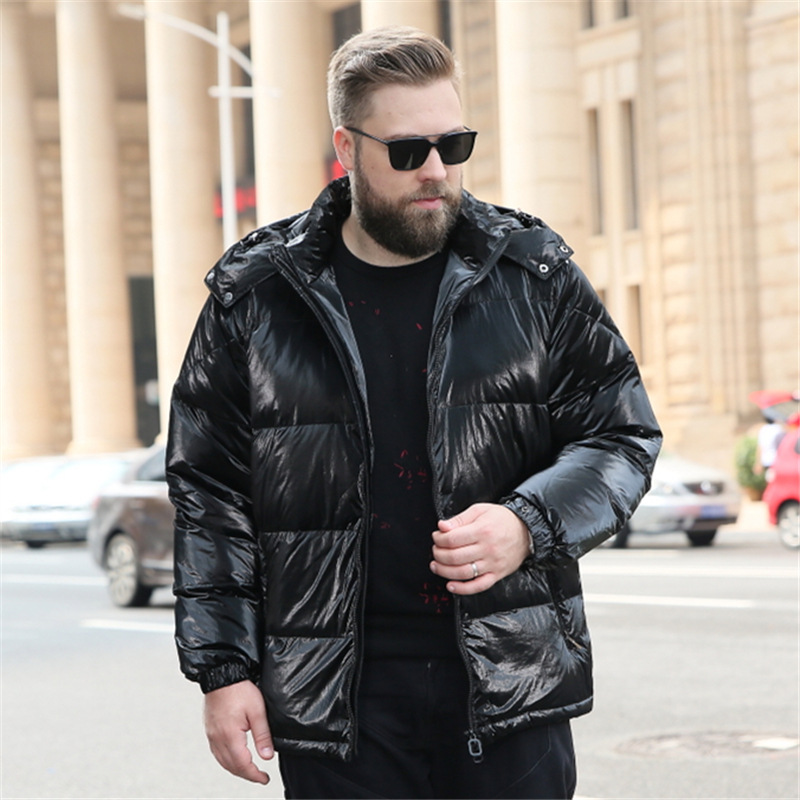 Winter Men's Large Size Vertical Collar Thickened Short Shiny Down Jacket Special Body Fatty Plus Large Size Original Single Foreign Trade