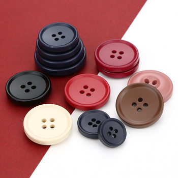 Color Resin Button Round Four-eye Button Clothes Sweater Trenchcoat Suit Coat Solid Color Decorative Accessories Accessories