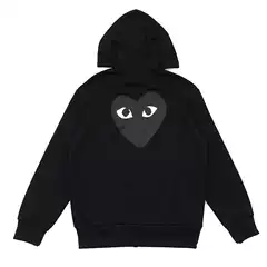 Japanese fashion brand play men and women couple wear hooded sweater small black heart embroidery autumn and winter long sleeve fleece-lined sweater