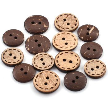 Factory direct supply spot coconut buckle natural coconut shell buckle two eyes dotted button shirt round coconut shell button