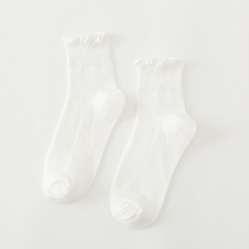 春秋新品女袜 日系木耳花边短筒棉袜 10色棉质女士短靴船袜子批发