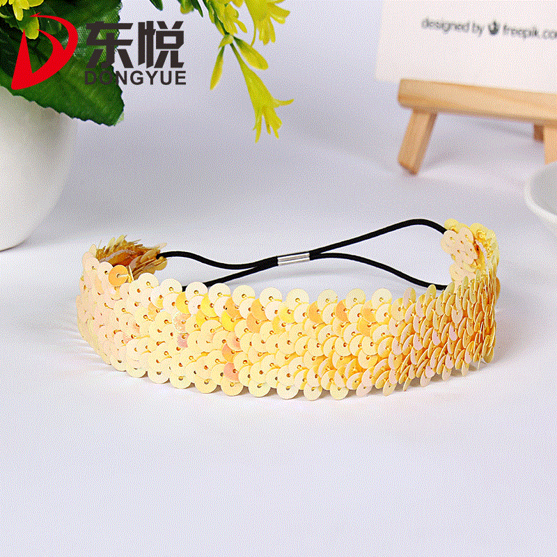 Spot supply sequined hair band three-row sequined hair band with rubber band sequined hair band Korean jewelry