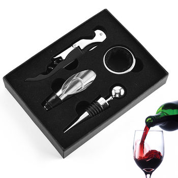 Manufacturer Wholesale Stainless Steel Wine Set Four-Piece Red Wine Bottle Opener Set Wine Set Gift Box Set