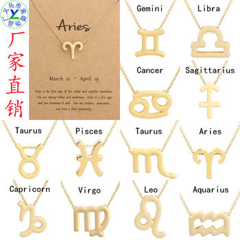 European and American Wish Amazon Hot Model 12 Twelve Constellation Necklace Ins Constellation Clavicle Chain Cross-Border Card Short Necklace